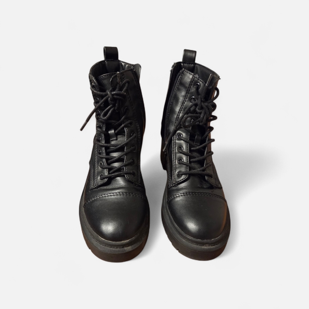 Aldo Black Leather Lace-Up Ankle Boots